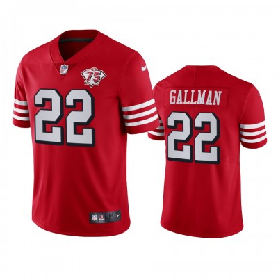 Nike San Francisco 49ers #22 Wayne Gallman Red Rush Men's 75th Anniversary Stitched NFL Vapor Untouchable Limited Jersey Men's